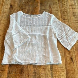 Anthropologie HD in Paris | Translucent White Horizontal Line Blouse